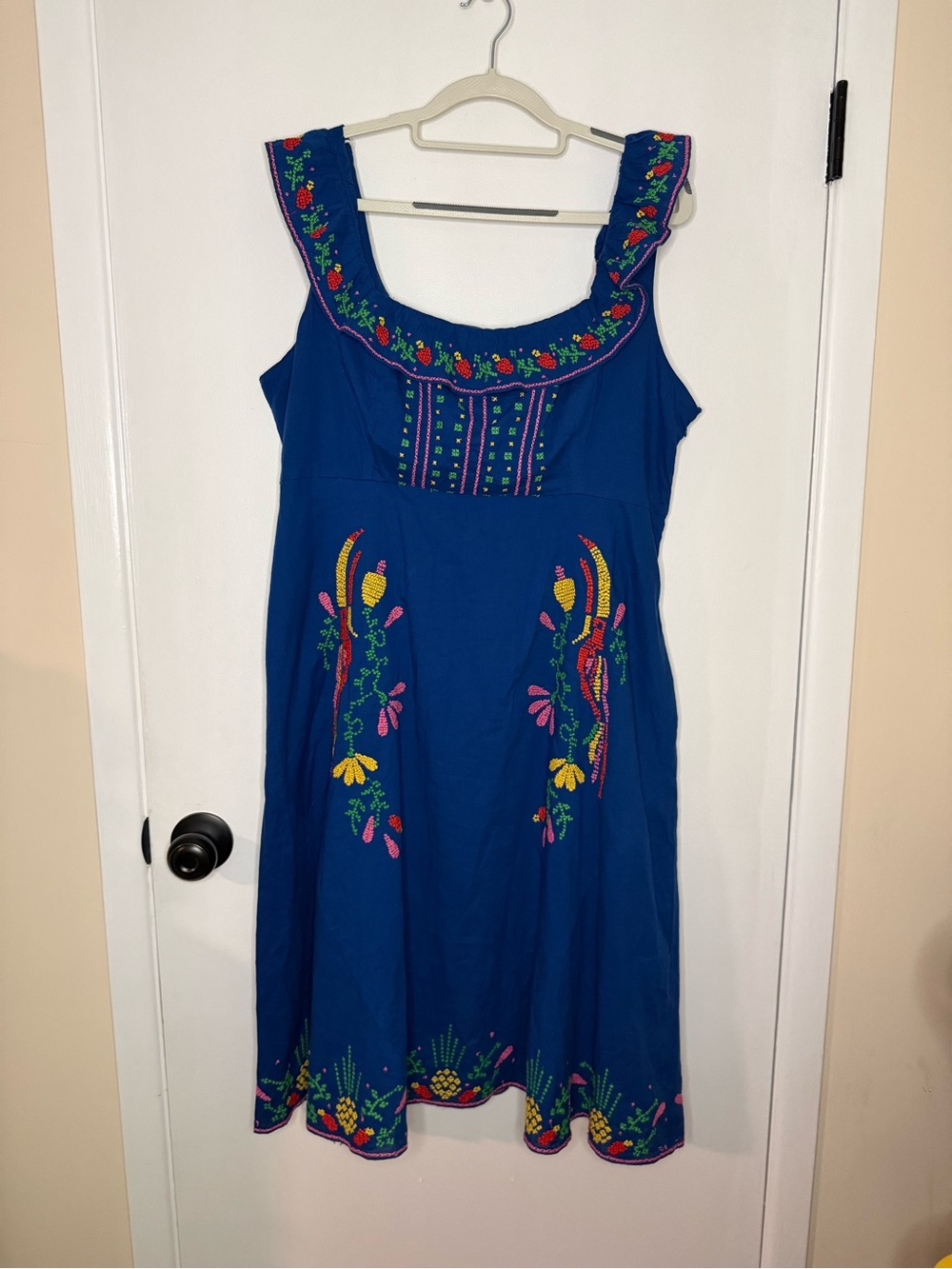 FARM Rio Cross- Stitch Embroidered Midi Dress